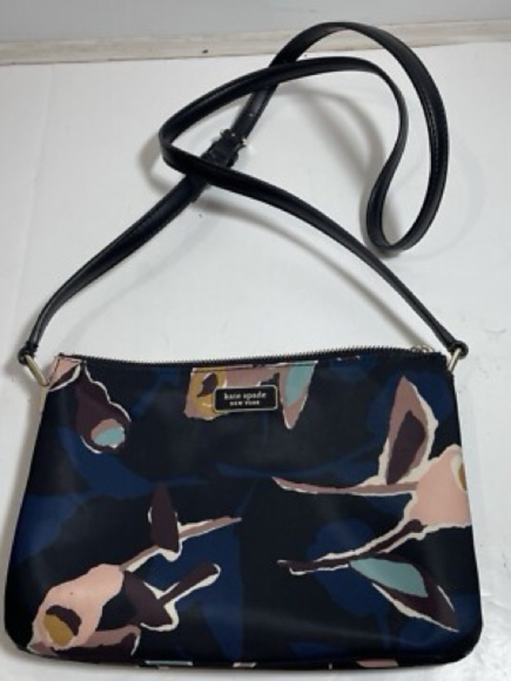 kate spade ♠️ Navy Floral TripleGusset Crossbody Bag